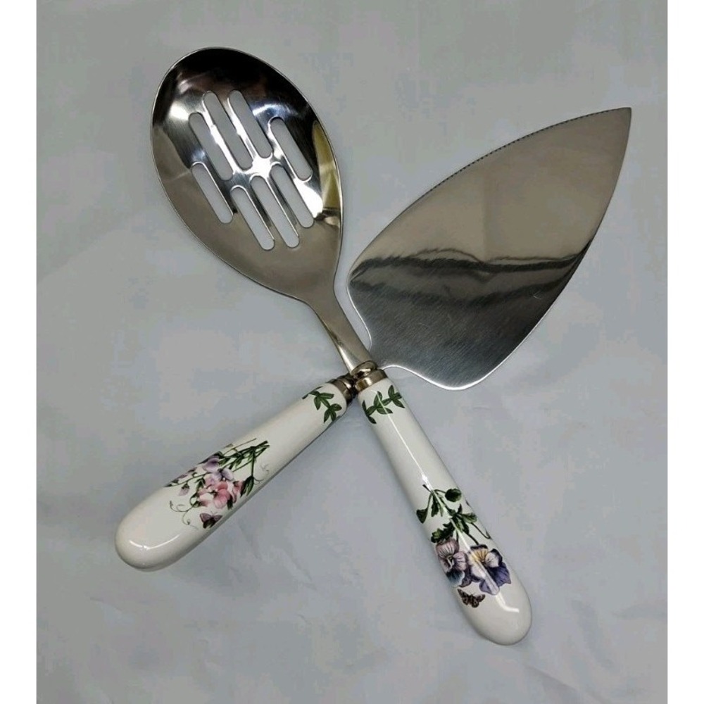Portmeirion Botanic Garden Slotted Serving Spoon‎ And Cake Slicer